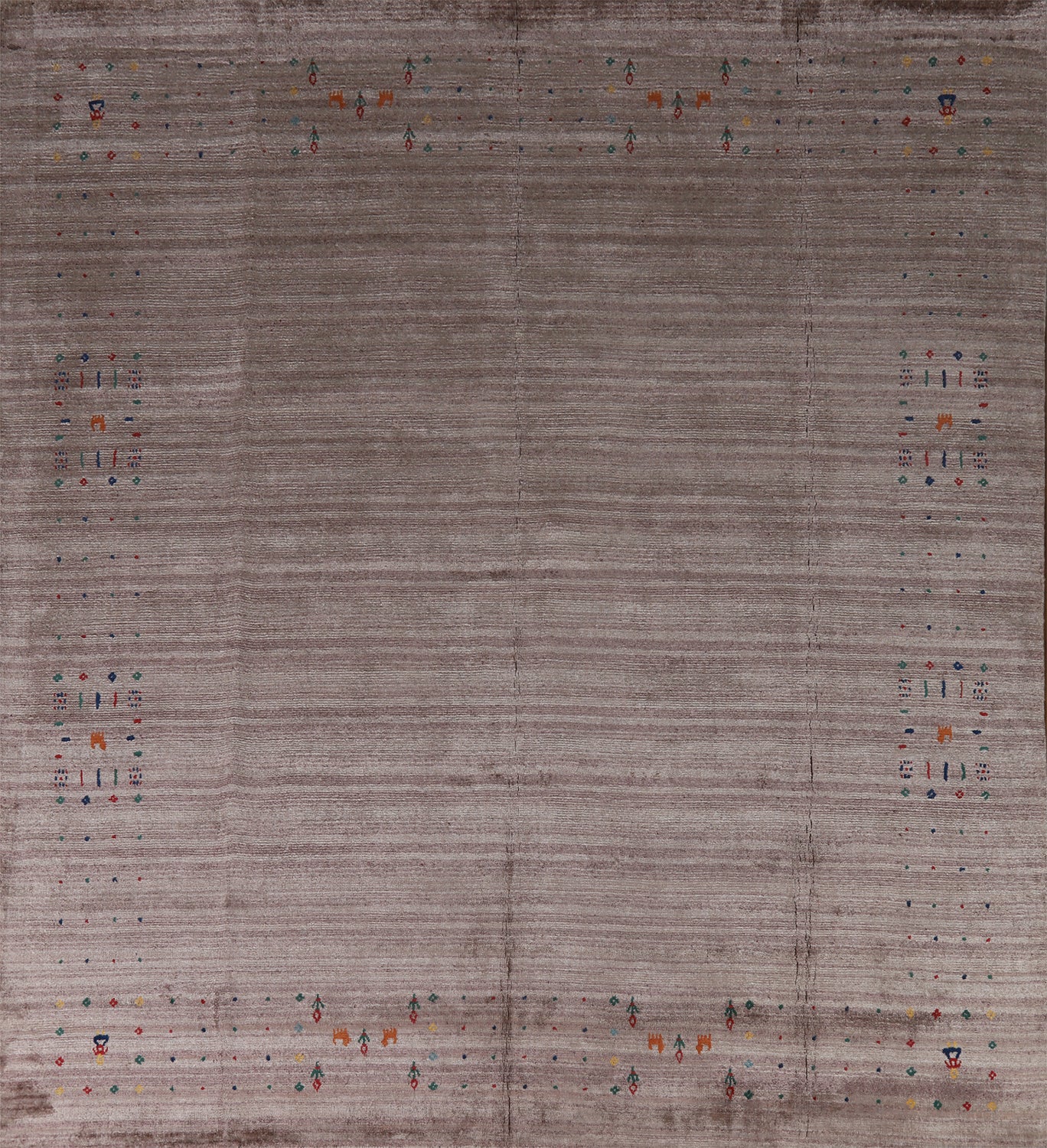 Striped Brown Wool Gabbeh Indian Square Rug 8x8