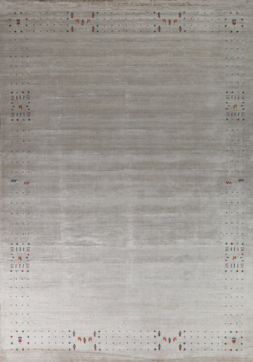 Silver Gray Wool Gabbeh Indian Area Rug 9x12