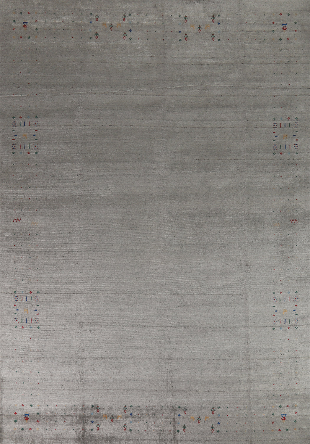 Tribal Gray Wool Gabbeh Indian Area Rug 9x12