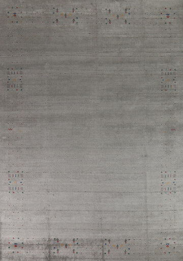 Tribal Gray Wool Gabbeh Indian Area Rug 9x12