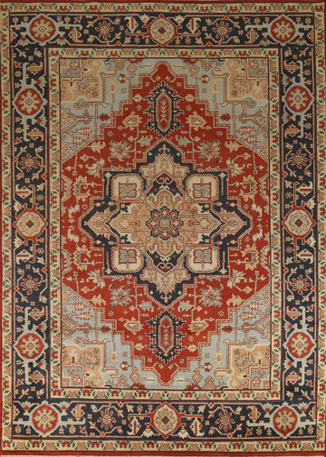 Geometric Wool Heriz Serapi Indian Area Rug 9x12