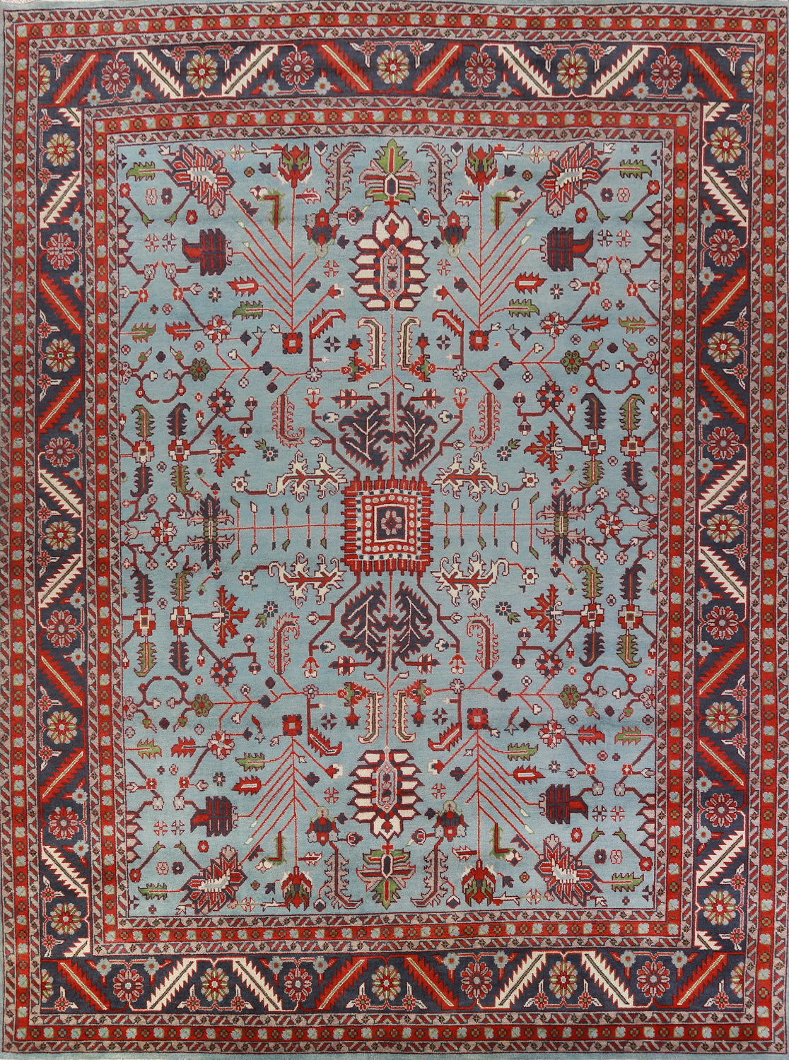Light Blue Handmade Oushak Indian Large Rug 12x15