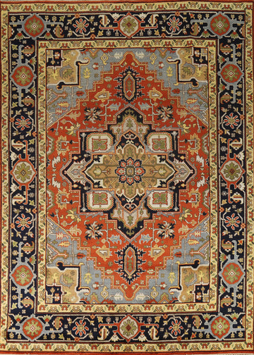 Geometric Wool Heriz Serapi Indian Area Rug 9x12