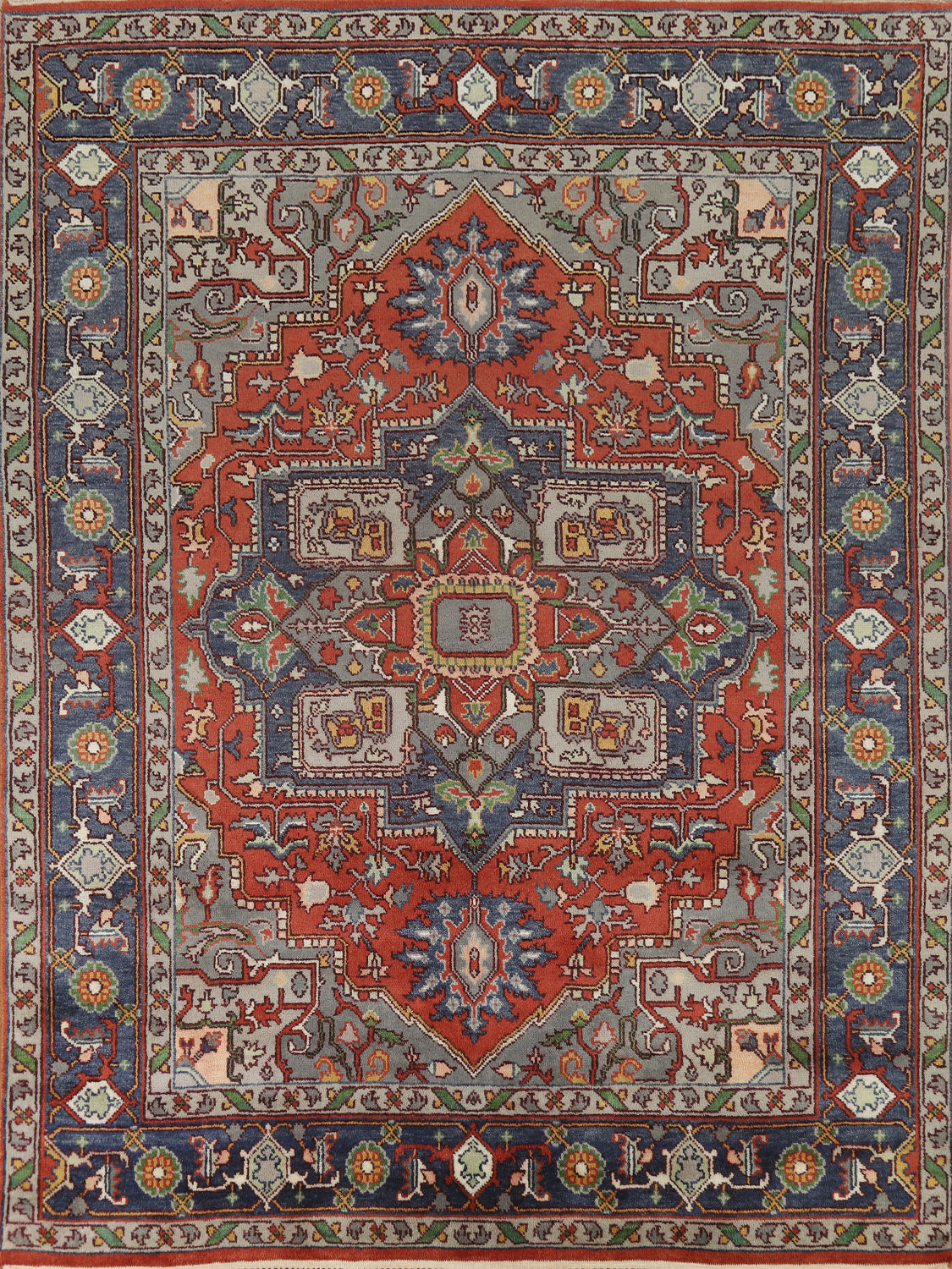Geometric Heriz Serapi Indian Area Rug 8x10