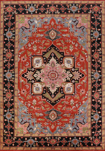 Geometric Heriz Serapi Indian Large Rug 10x14