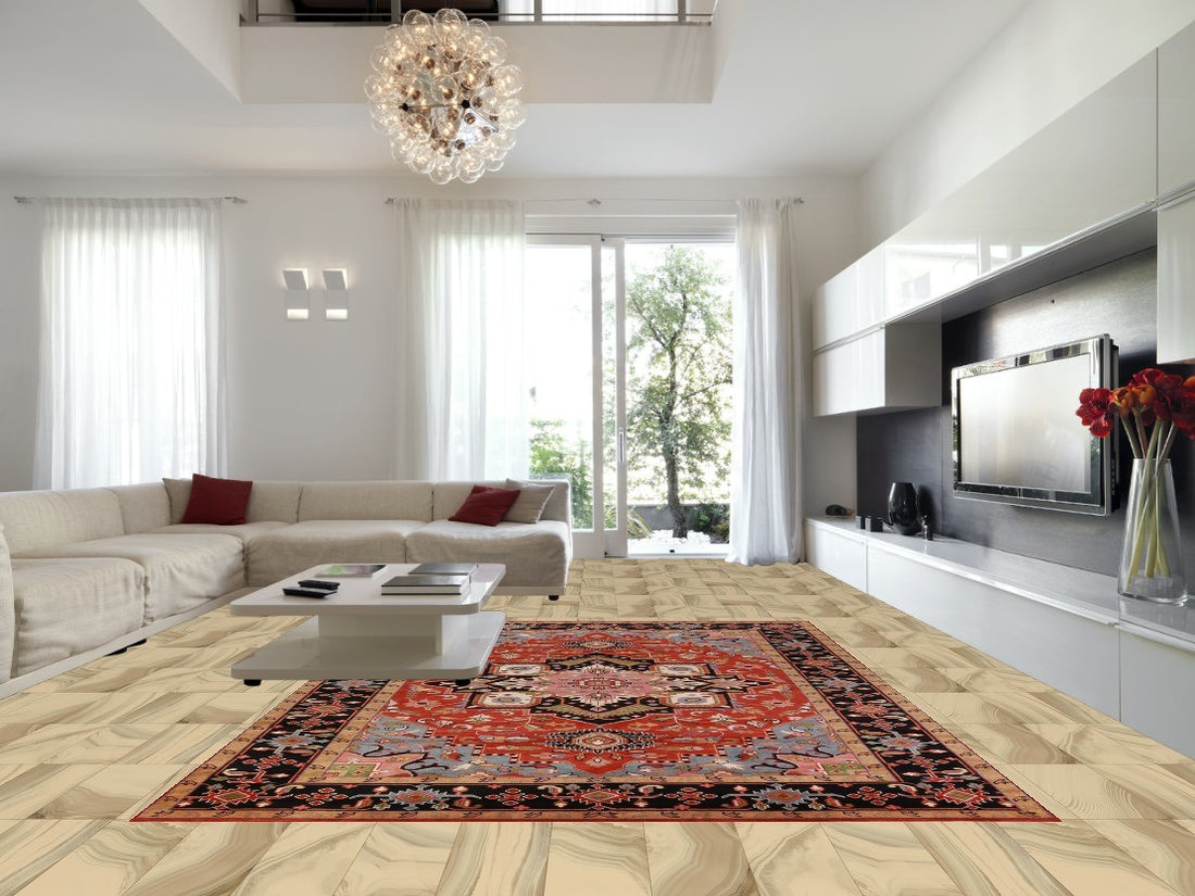 Geometric Heriz Serapi Indian Large Rug 10x14