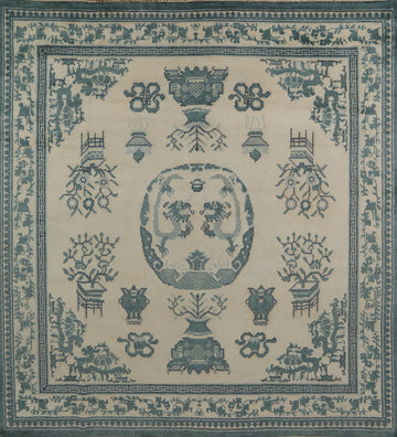 Square Art Deco Indian Area Rug 8x8