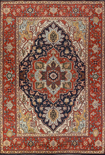 Geometric Heriz Serapi Indian Large Rug 10x14