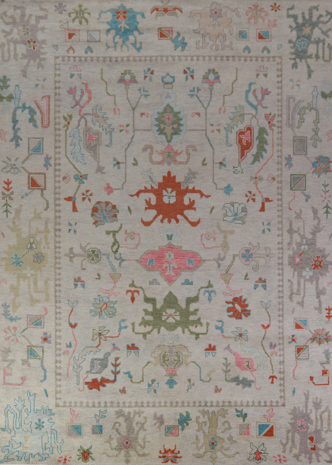 All-Over Floral Oushak Indian Area Rug 9x12
