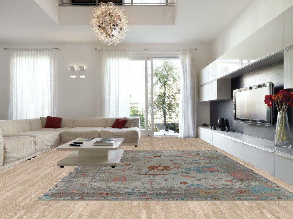 Handmade Floral Oushak Indian Large Rug 12x15