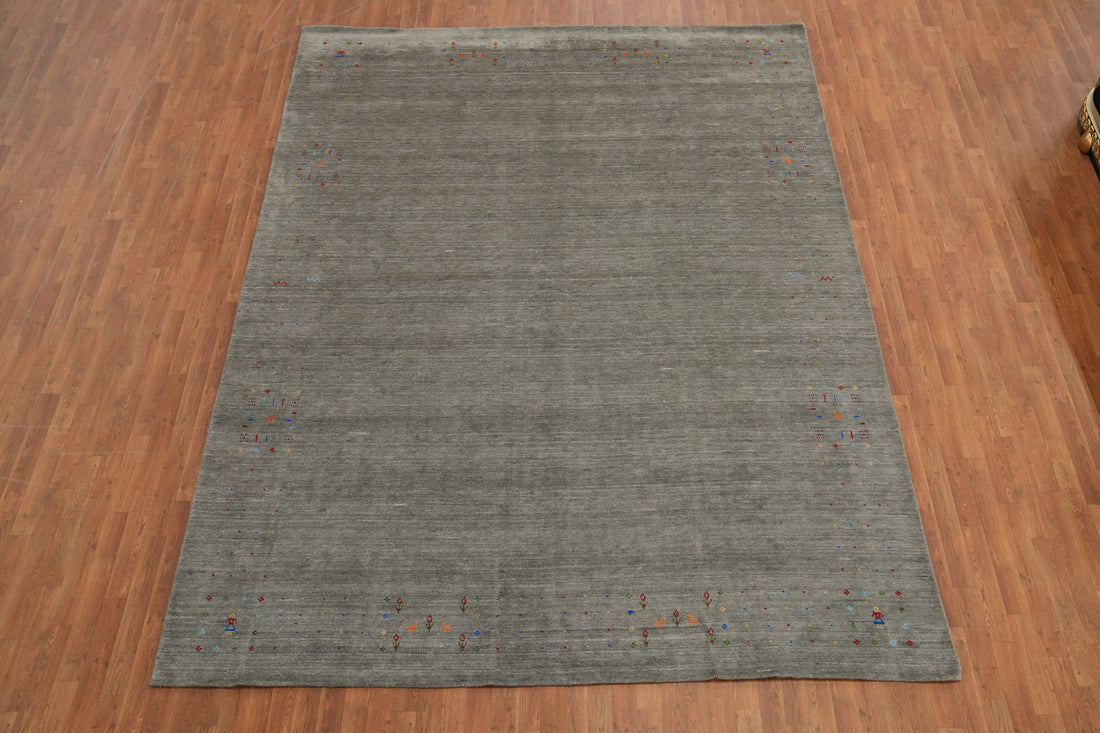 Handmade Gray Gabbeh Oriental Area Rug 9x12