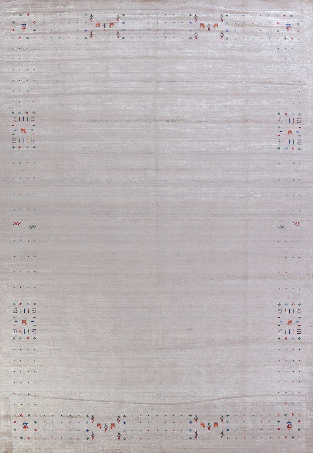 Silver Gray Silk Gabbeh Oriental Area Rug 9x12