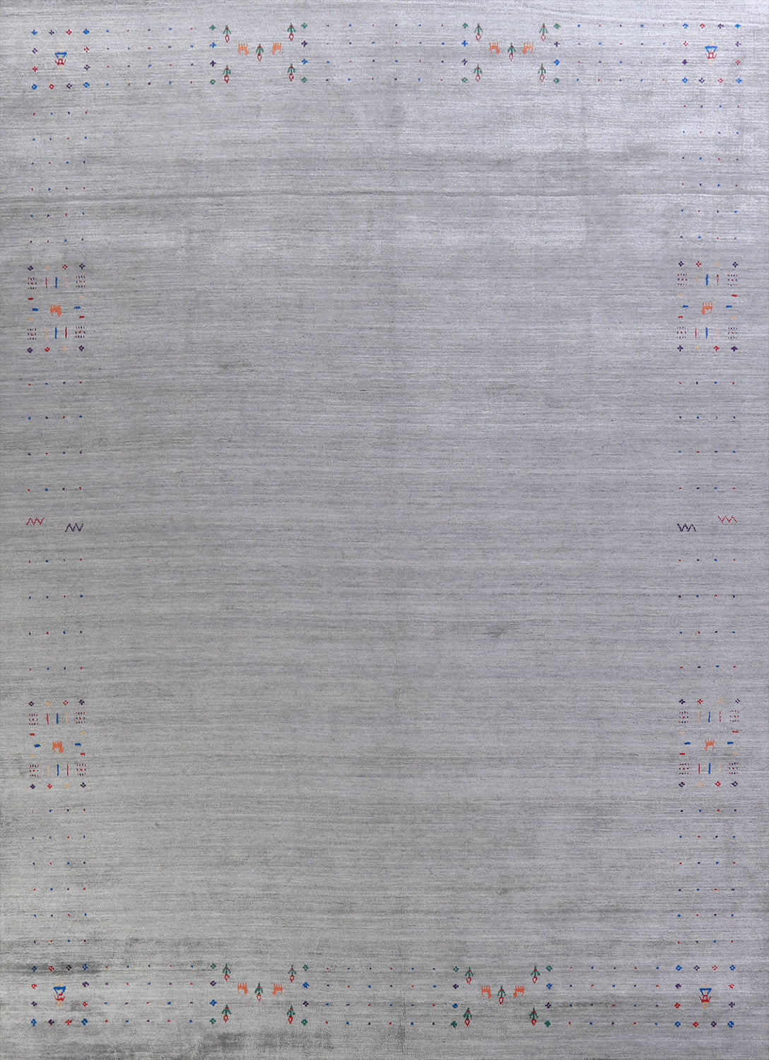 Silver Gray Wool Gabbeh Oriental Area Rug 9x12