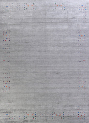 Silver Gray Wool Gabbeh Oriental Area Rug 9x12