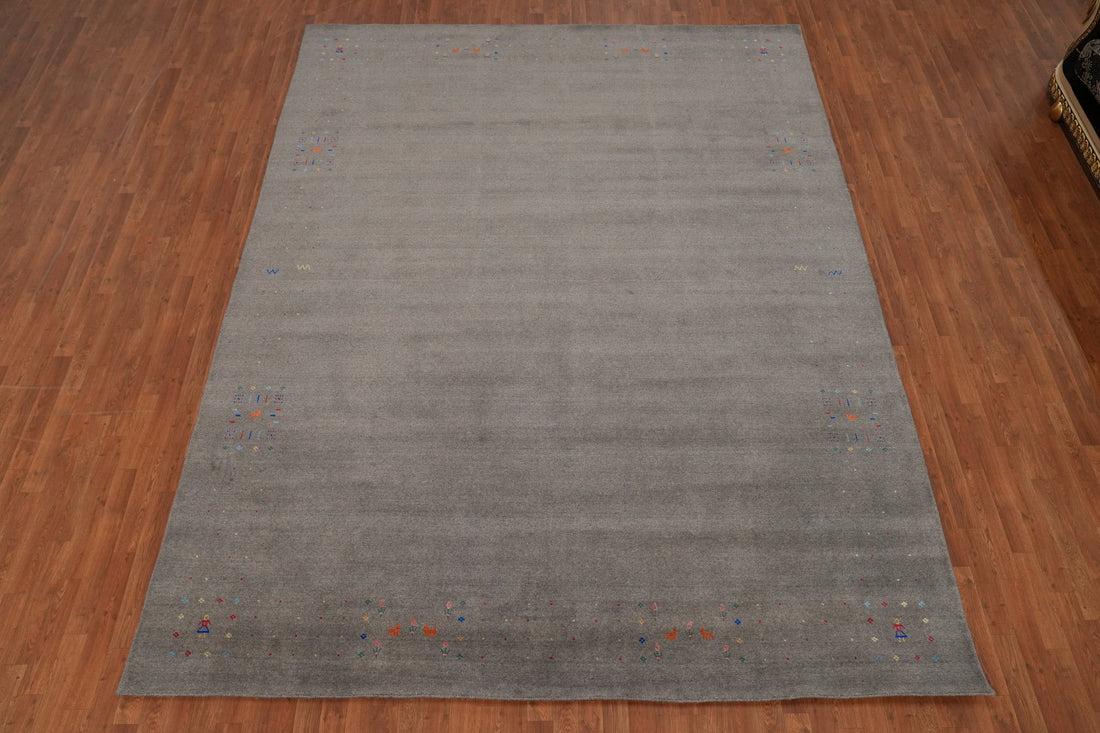 Gray Wool Gabbeh Oriental Area Rug 9x12