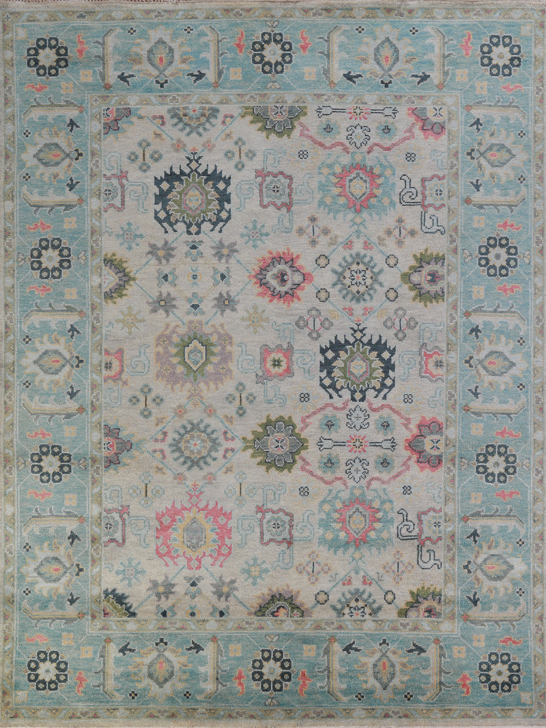 Handmade Floral Oushak Indian Area Rug 8x10