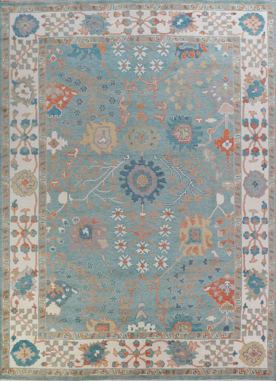 All-Over Floral Oushak Indian Area Rug 9x12