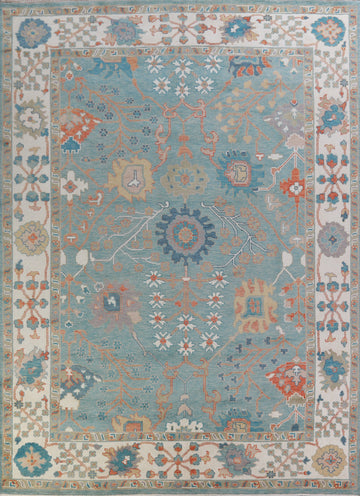All-Over Floral Oushak Indian Area Rug 9x12