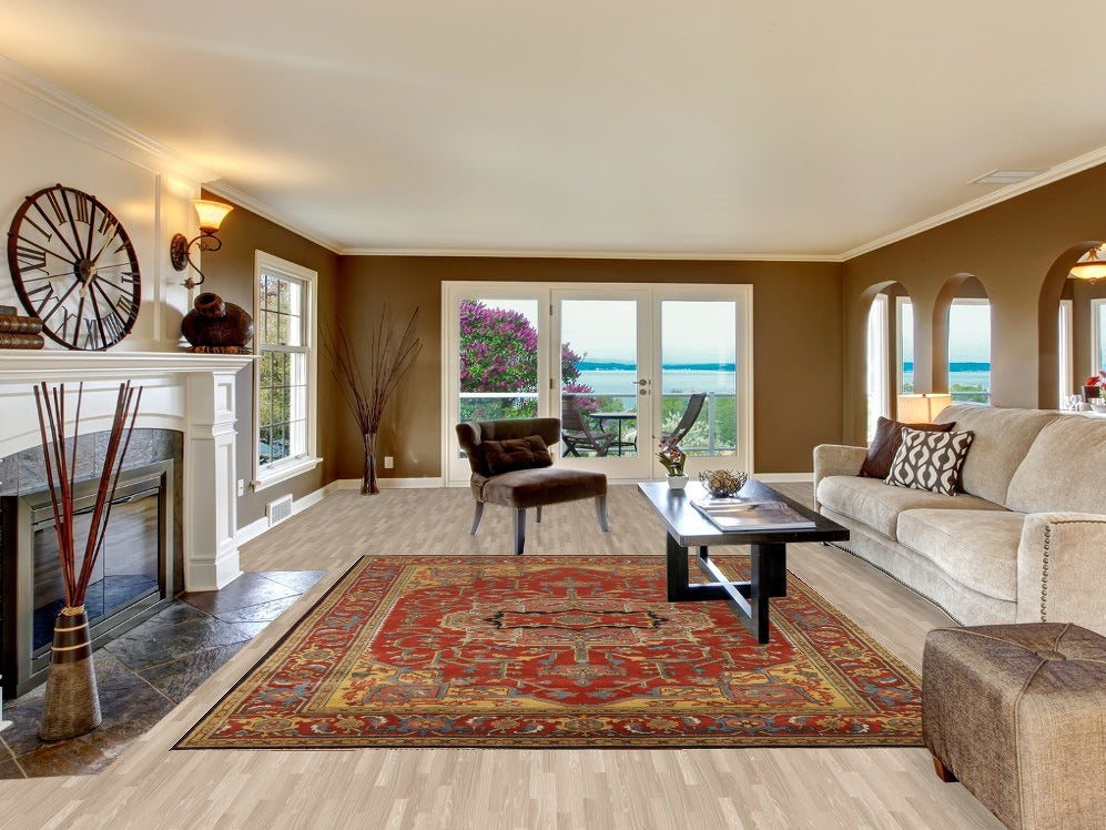 Medallion Red Wool Heriz Serapi Oriental Area Rug 8x10
