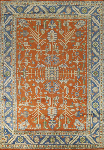 Orange Wool Floral Oushak Oriental Area Rug 9x12