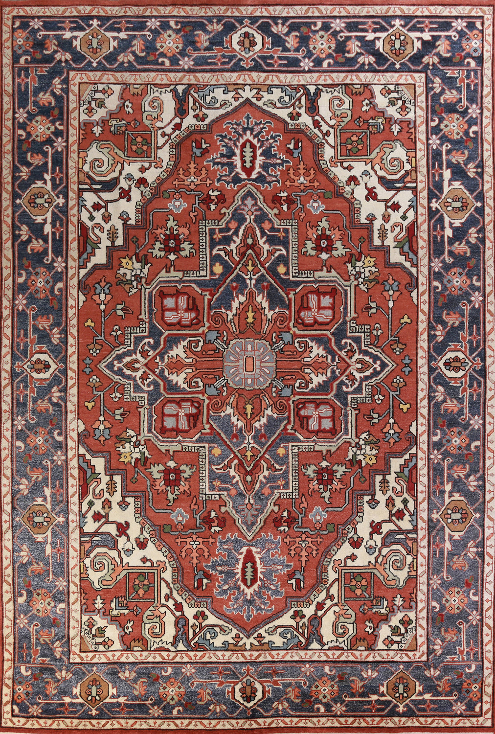 Orange Medallion Heriz Serapi Oriental Large Rug 10x14
