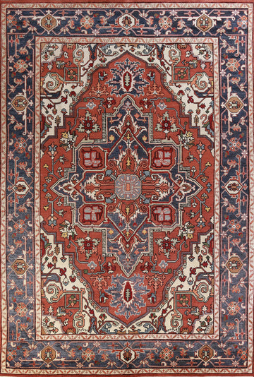 Orange Medallion Heriz Serapi Oriental Large Rug 10x14