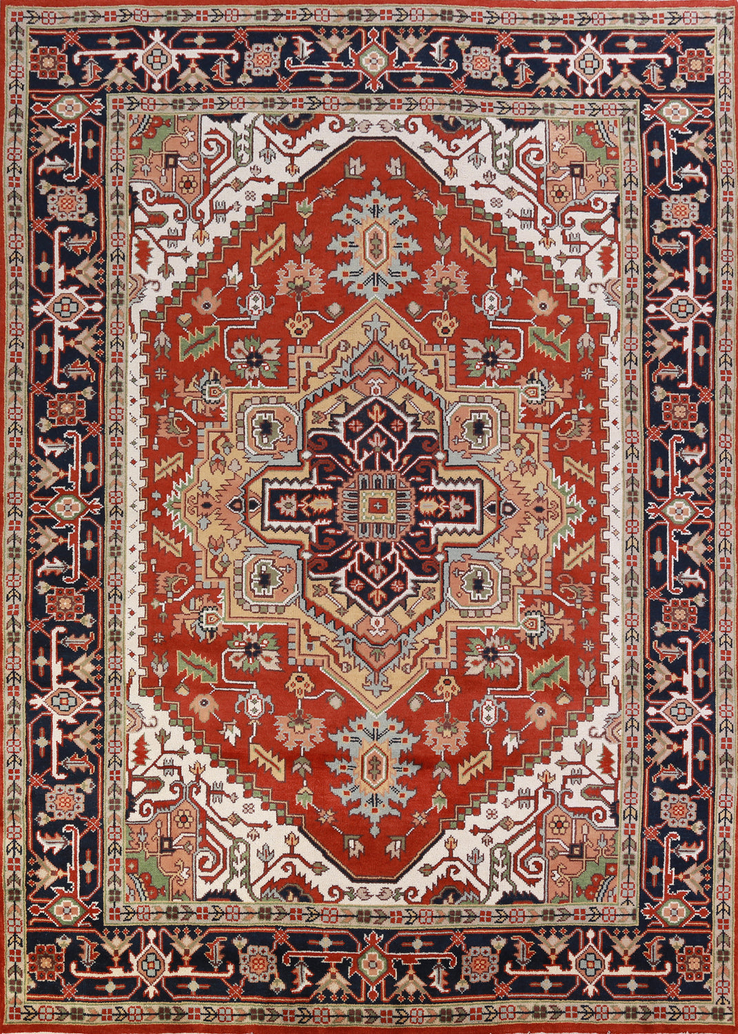 Geometric Wool Heriz Serapi Oriental Area Rug 9x12