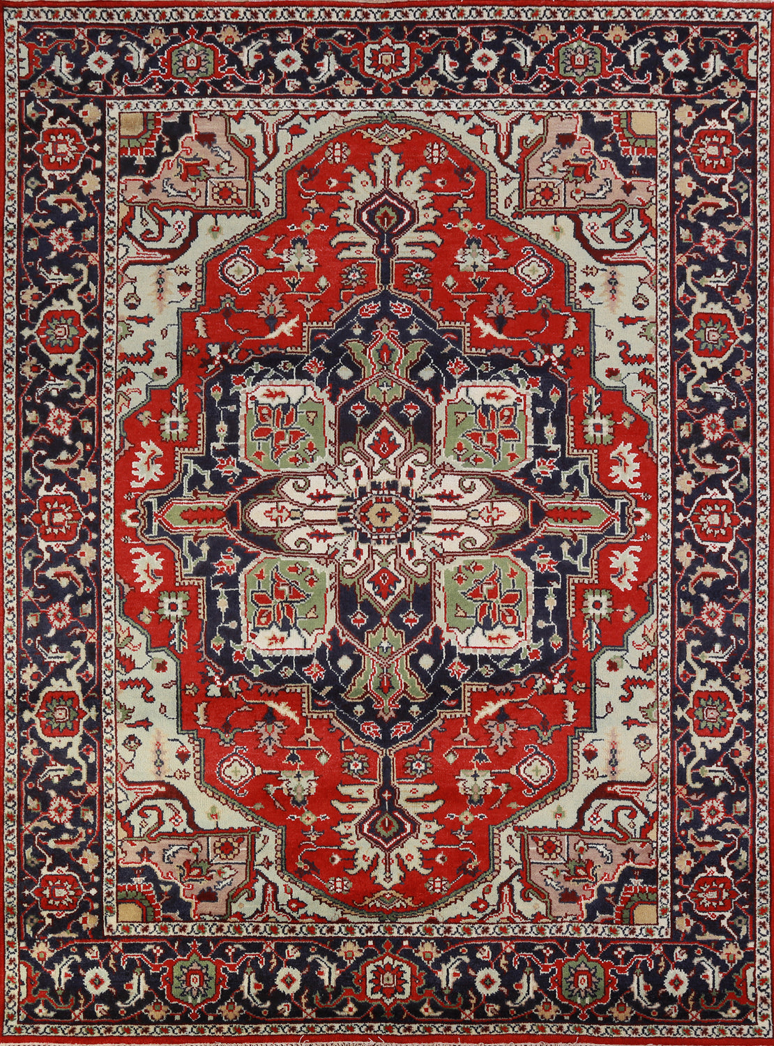 Geometric Red Wool Heriz Serapi Oriental Area Rug 8x10