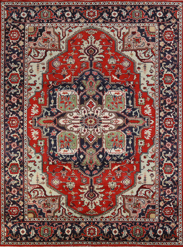 Geometric Red Wool Heriz Serapi Oriental Area Rug 8x10