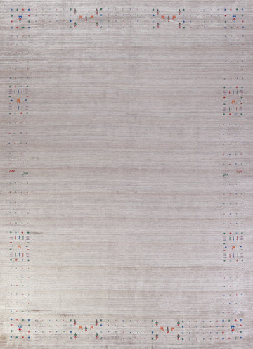 Striped Wool Gabbeh Indian Area Rug 9x12