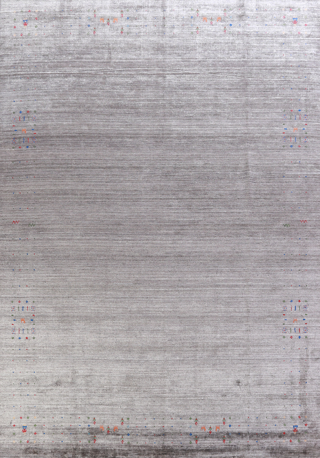 Striped Gray Gabbeh Indian Area Rug 9x12