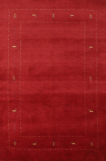 Red Wool Handmade Gabbeh Oriental Rug 4x6