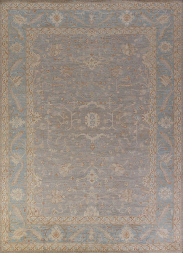 Vegetable Dye Gray Oushak Turkish Area Rug 9x12