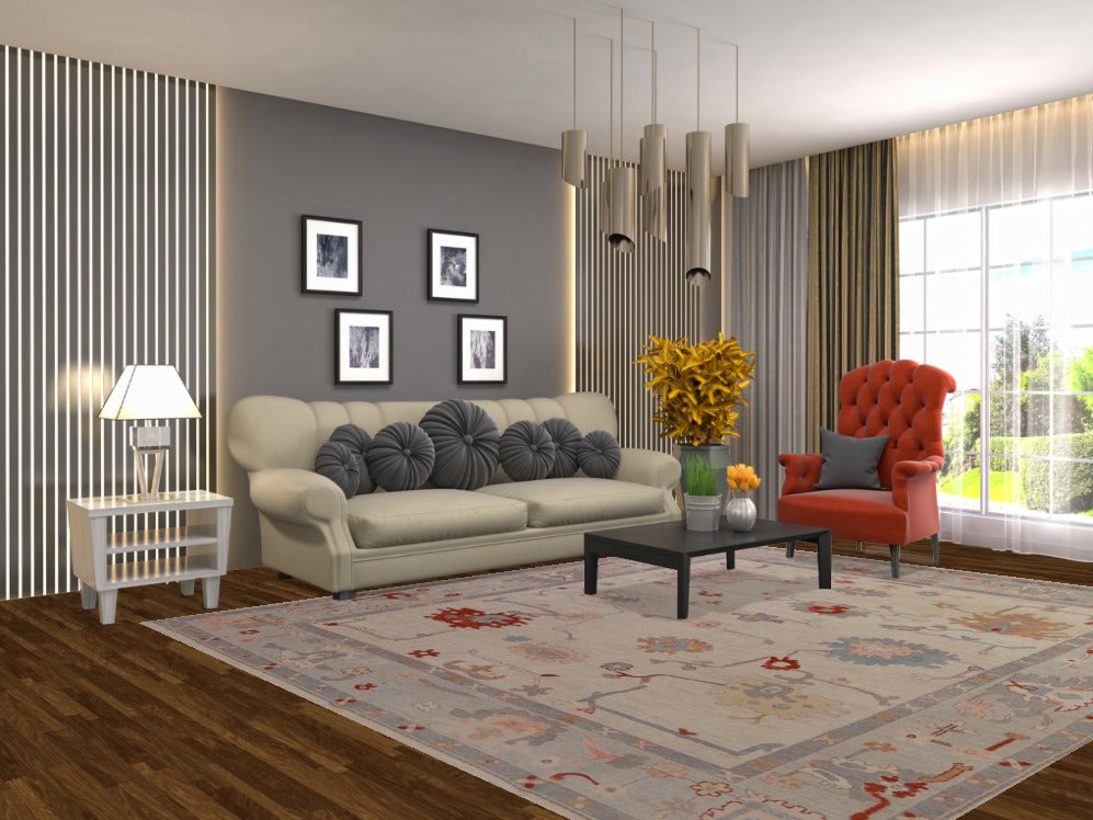 Vegetable Dye Wool Oushak Turkish Area Rug 8x10