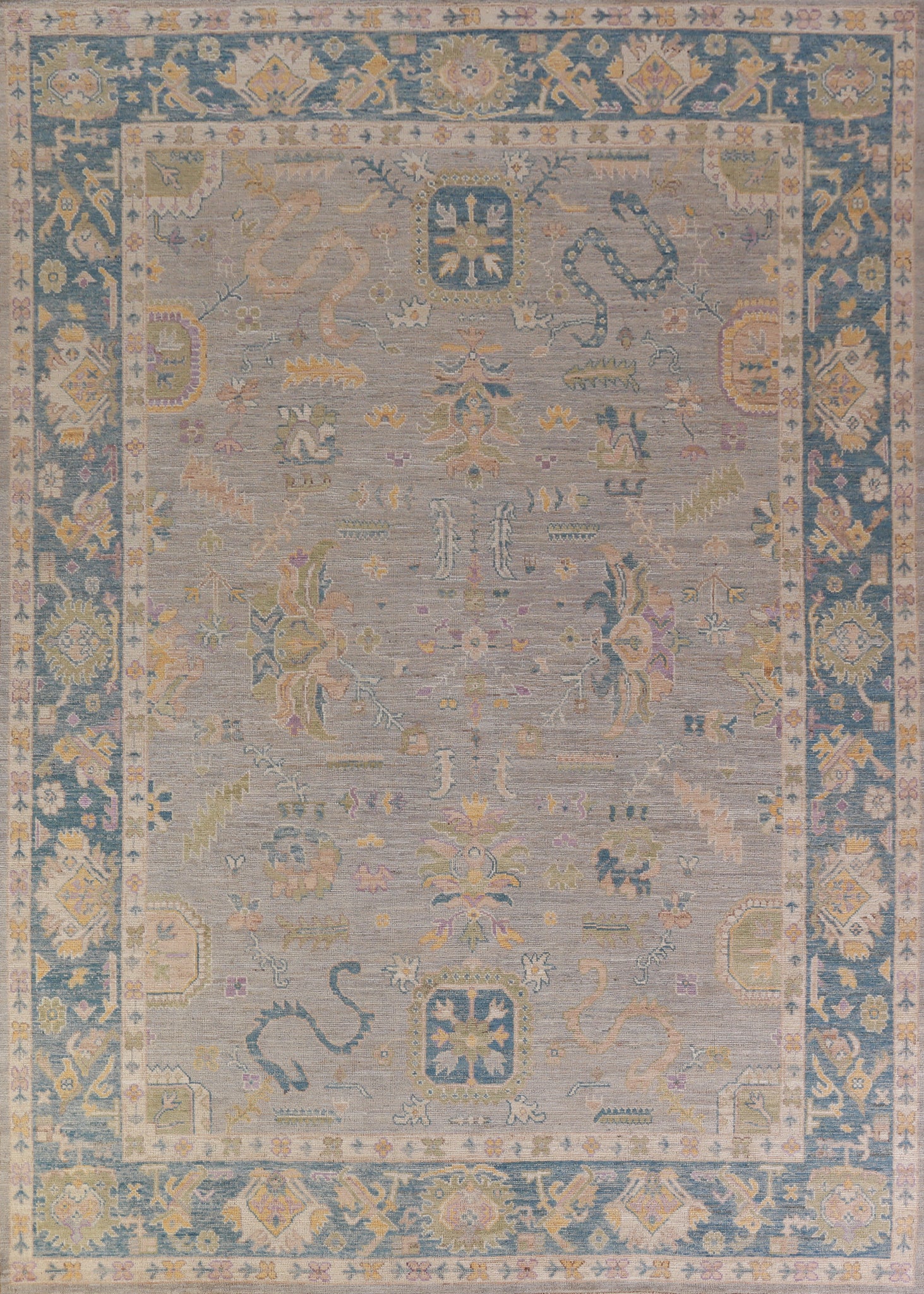 Vegetable Dye Oushak Turkish Area Rug 9x12