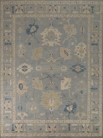 Vegetable Dye Blue Oushak Turkish Area Rug 8x10