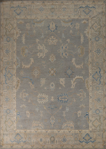 Vegetable Dye Gray Oushak Turkish Area Rug 9x12