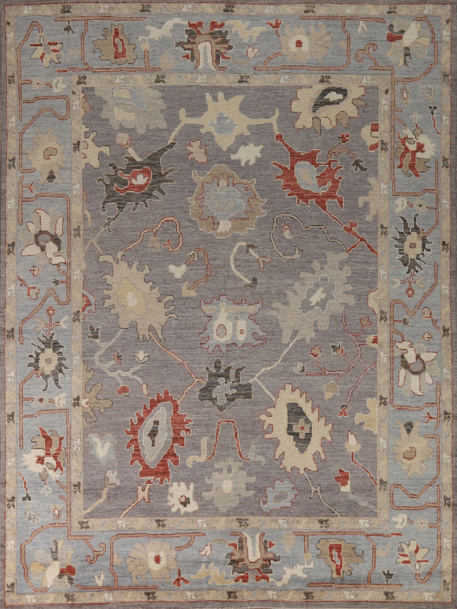 Vegetable Dye Gray Oushak Turkish Area Rug 8x10