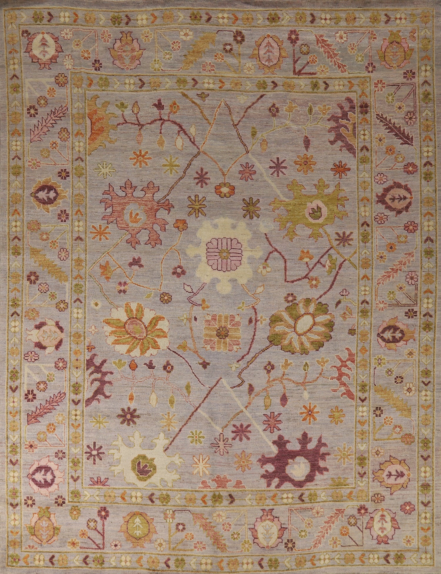 Vegetable Dye Floral Oushak Turkish Area Rug 8x10