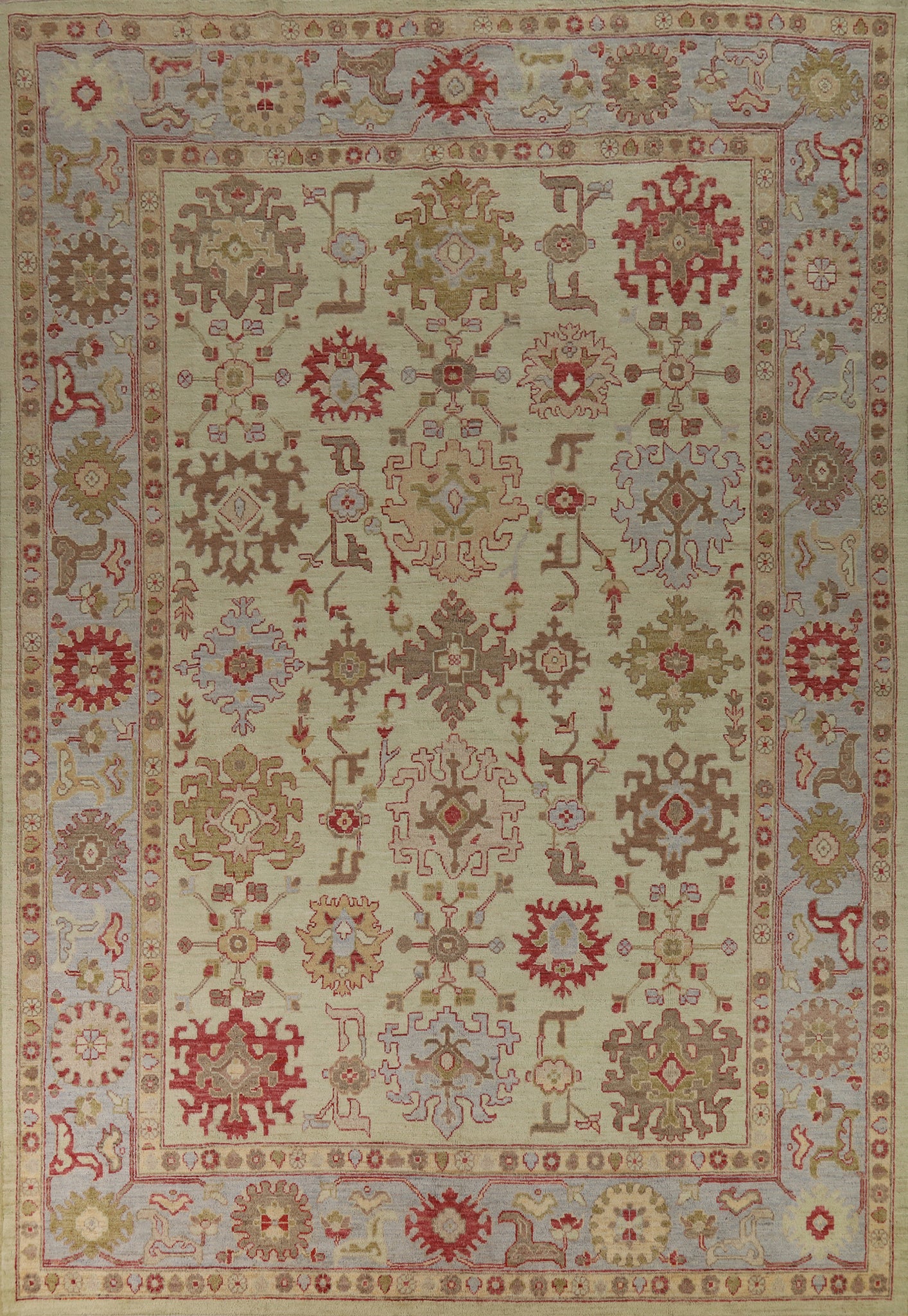 Vegetable Dye Green Oushak Turkish Area Rug 9x12