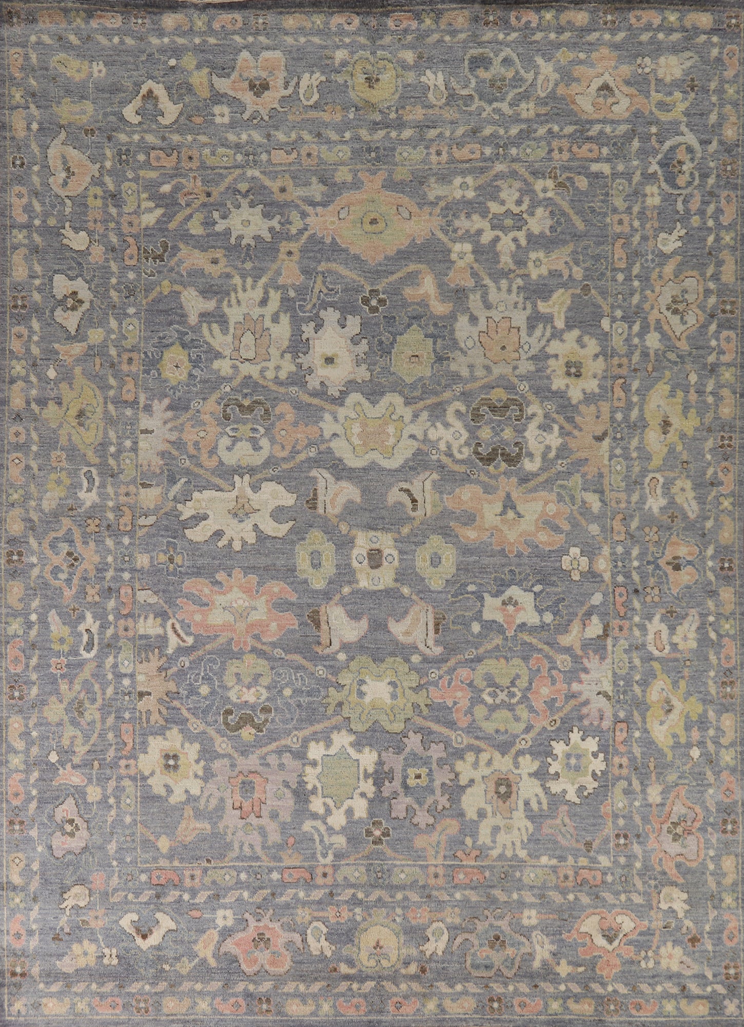 Vegetable Dye Blue Oushak Turkish Area Rug 8x10