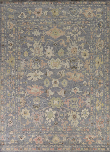 Vegetable Dye Blue Oushak Turkish Area Rug 8x10