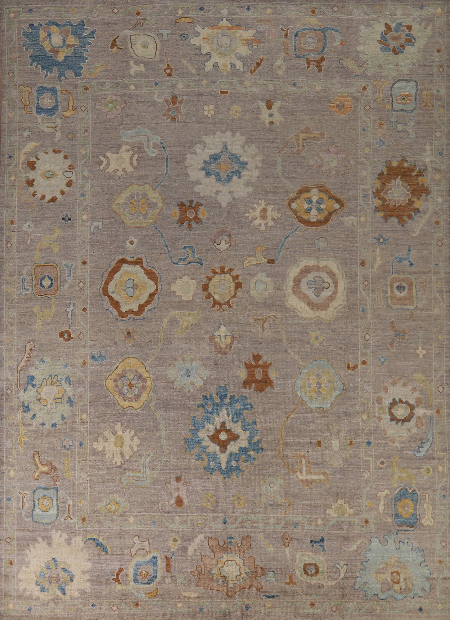 Vegetable Dye Floral Oushak Turkish Area Rug 8x10