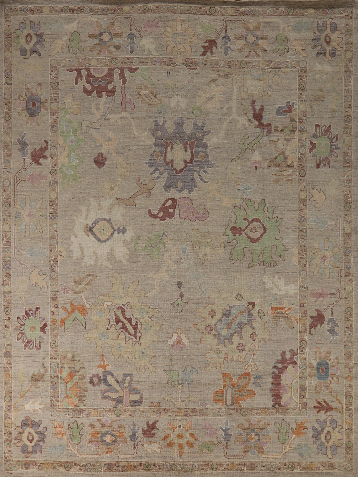 Vegetable Dye Floral Oushak Turkish Area Rug 8x10