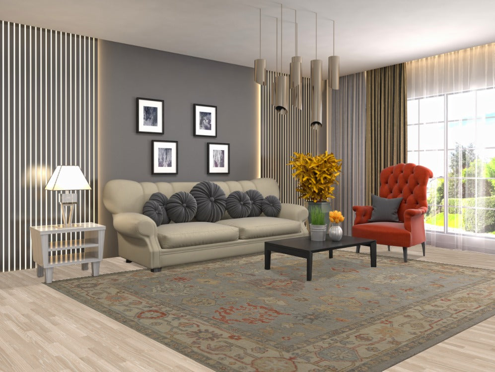 Vegetable Dye Floral Oushak Turkish Area Rug 8x10