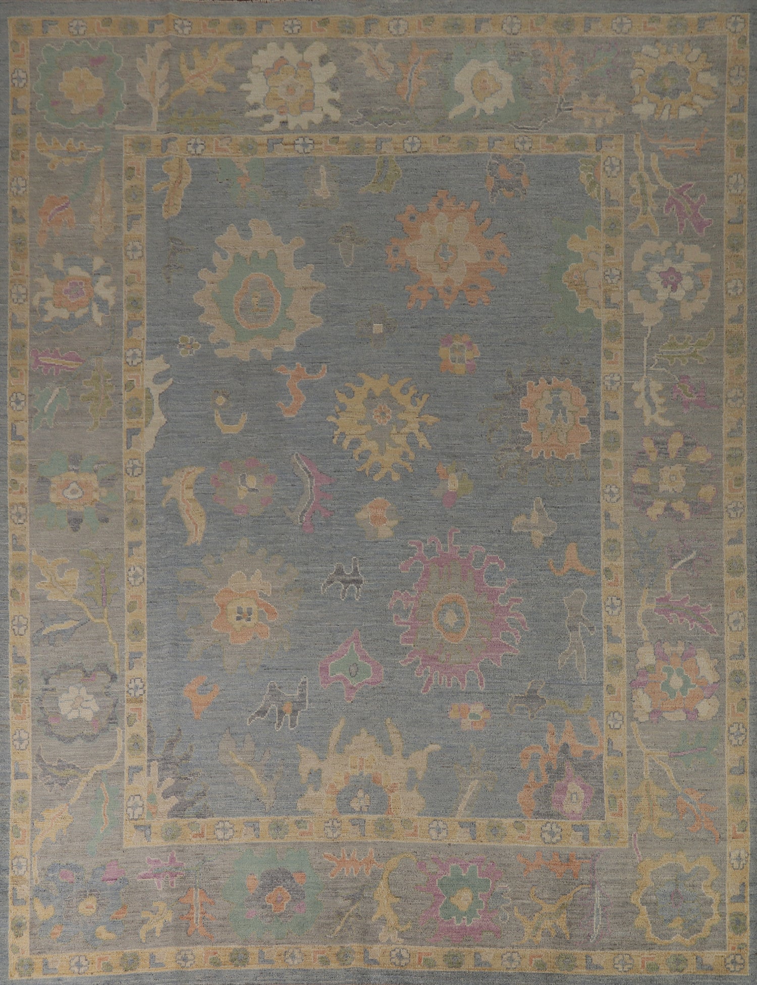 Vegetable Dye Blue Oushak Turkish Area Rug 8x10