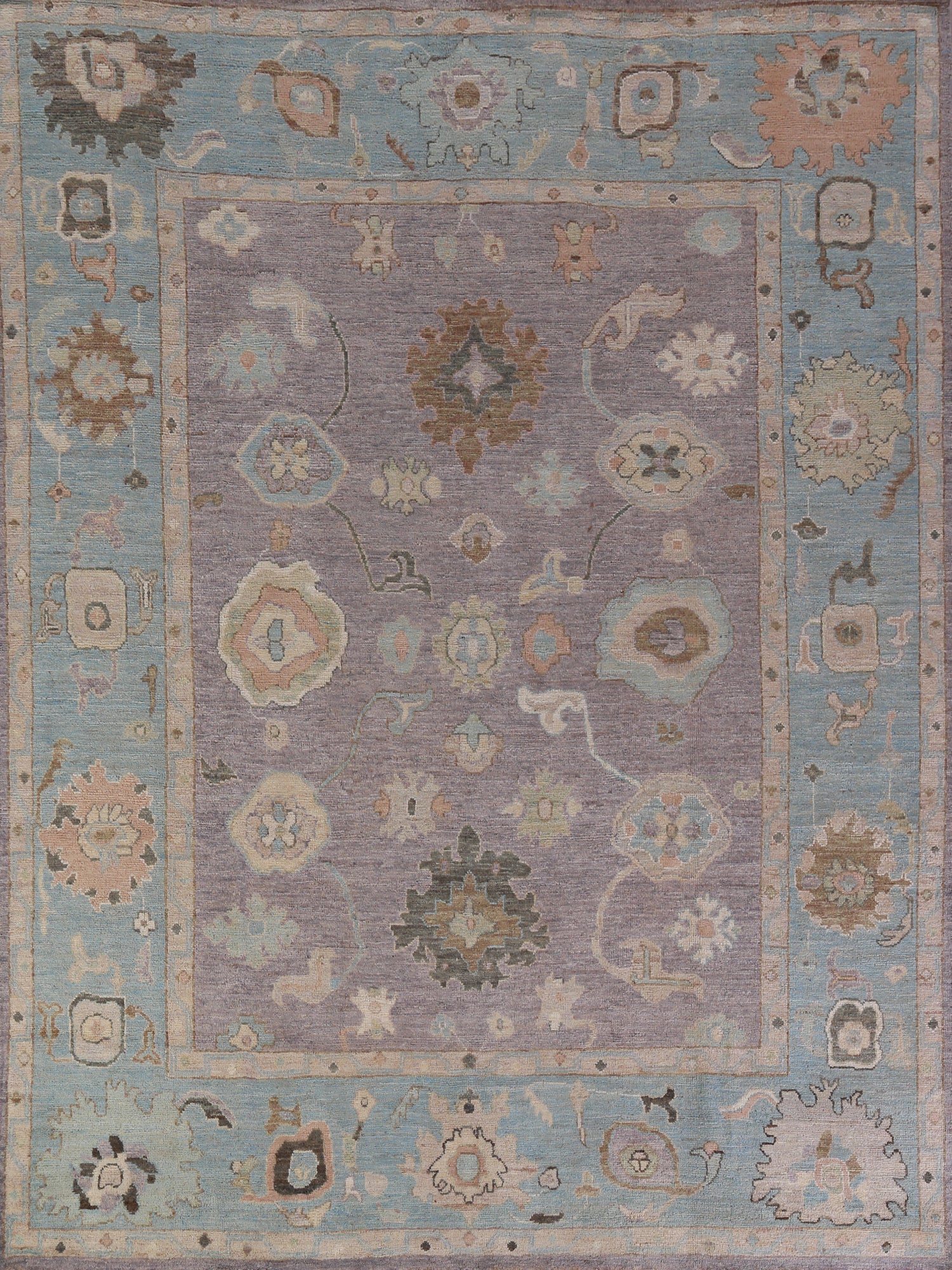 Vegetable Dye Purple Oushak Turkish Area Rug 8x10