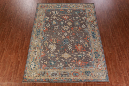 Vegetable Dye Floral Oushak Turkish Area Rug 9x12