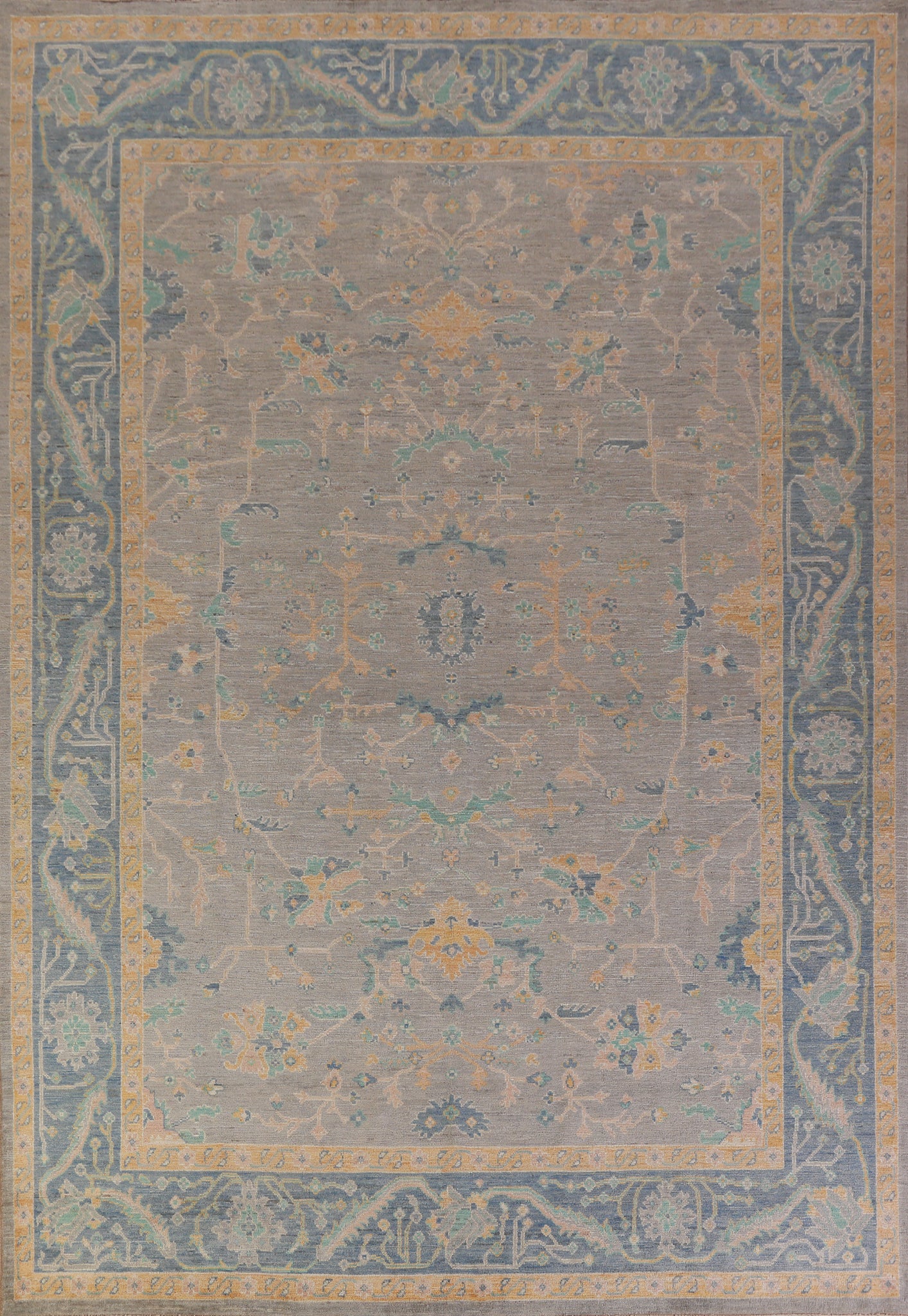 Vegetable Dye Wool Oushak Turkish Area Rug 9x12