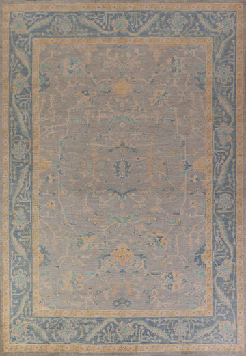 Vegetable Dye Wool Oushak Turkish Area Rug 9x12